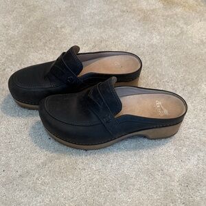 Dansko Black Mules with Brown Sole